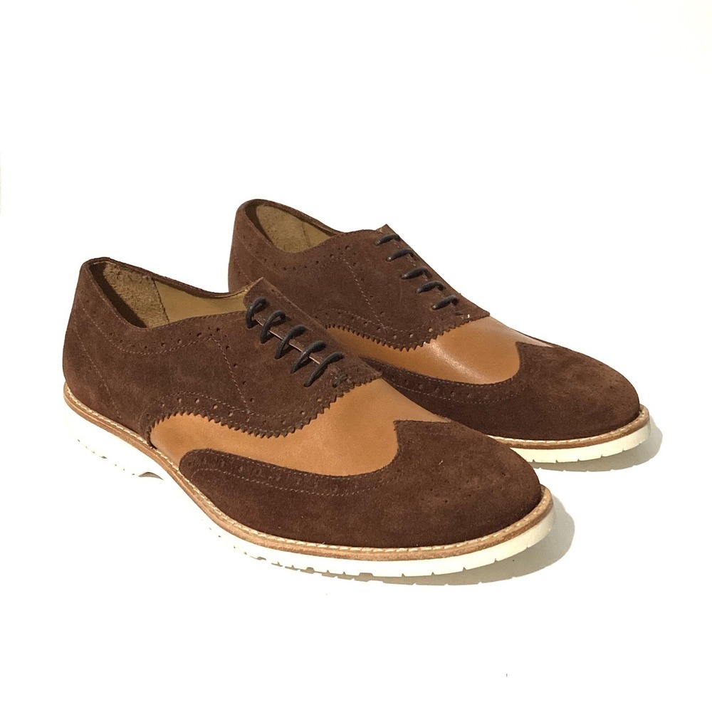 Brooks Brothers Wingtip Brown Suede Dress Shoes Oxford Red Fleece Men's 9 - Picture 9 of 10